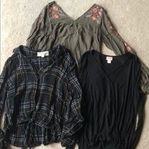 set of 3 long sleeves